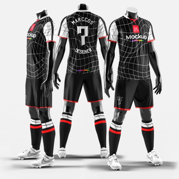 Mockup Uniforme de Futebol 3 Poses