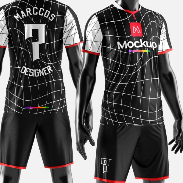 Mockup Uniforme de Futebol 3 Poses