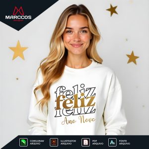 Arte Estampa Camisa Feliz Ano Novo - 0002