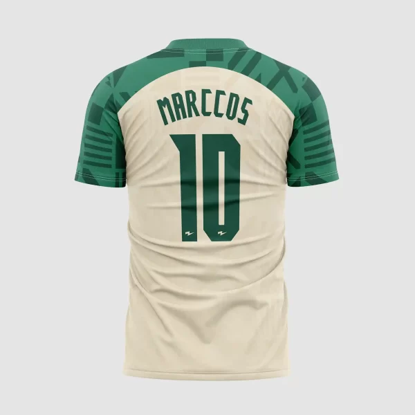 Arte Camisa Futebol Bege com Verde