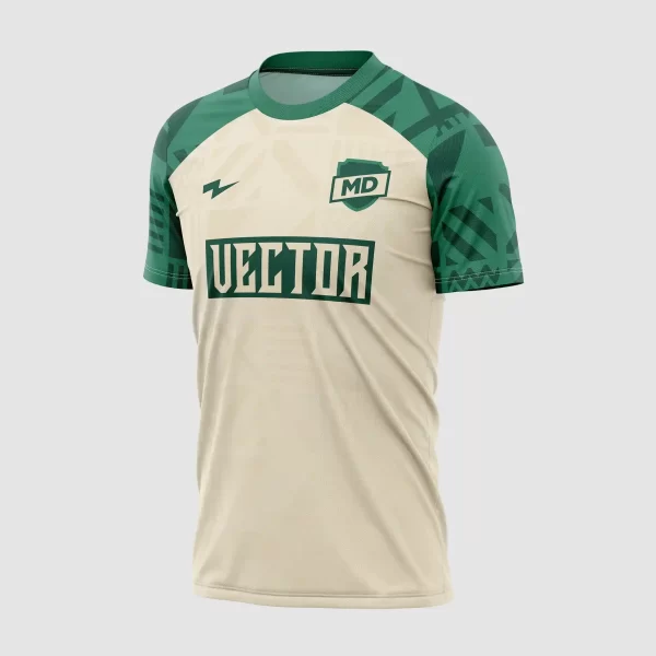 Arte Camisa Futebol Bege com Verde