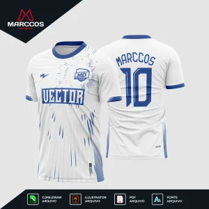 Arte Camisa Futebol Amador Branca e Azul