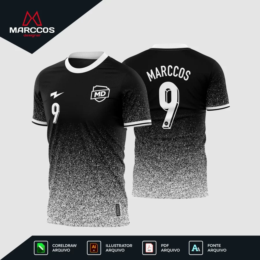 Arte Camisa Futebol Preta Dispersão