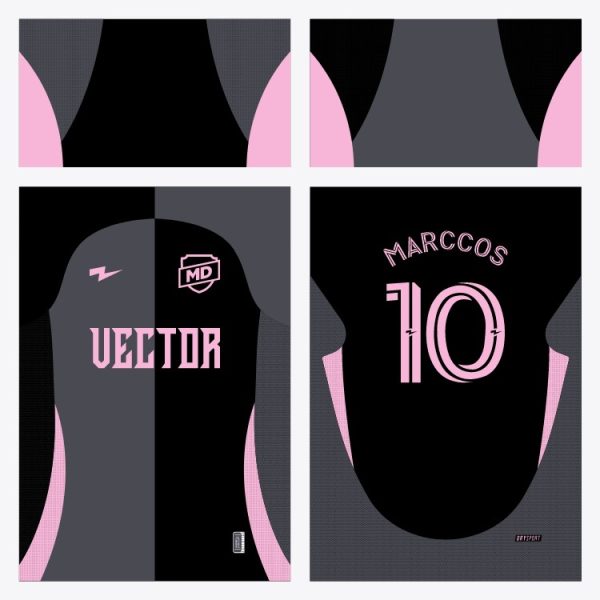 Arte Camisa Futebol Amador Preta e Rosa