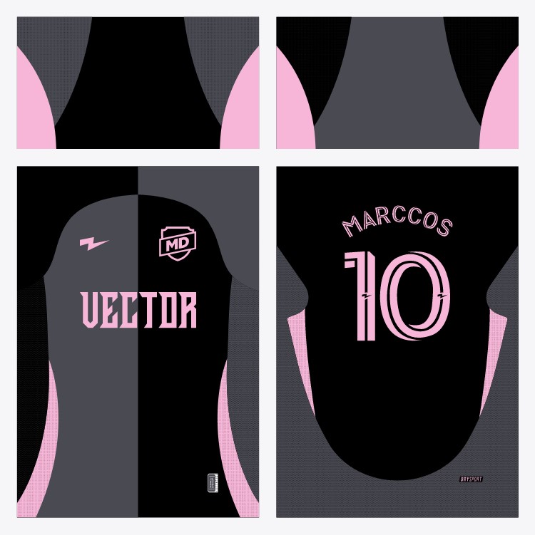 Arte Camisa Futebol Amador Preta e Rosa