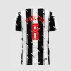 Arte Camisa de Futebol Listrada Preto e Branco