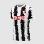 Arte Camisa de Futebol Listrada Preto e Branco