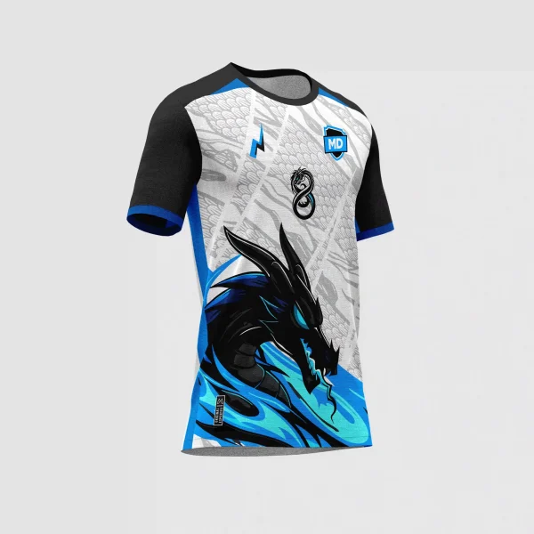 Arte Camisa de Interclasse Dragão Preto e Azul