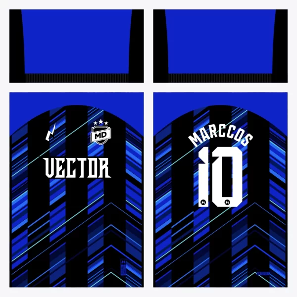 Arte Vetor Camisa Futebol Preta e Azul
