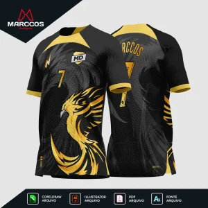 Arte Camisa Interclasse Fênix Skyfire Dourada