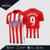 Arte Camisa de Futebol Listrada Vermelha e Branca