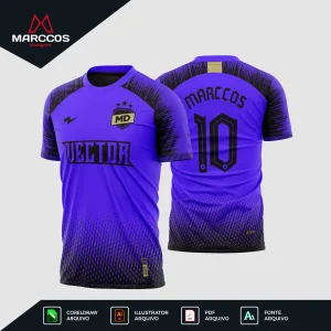 Arte Camisa Futebol Amador Roxa e Preta