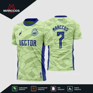 Arte Vetor Camisa Futebol Amador Verde e Azul