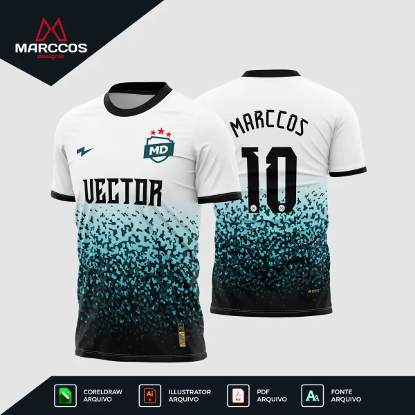 Arte Camisa Futebol Branca, Preta e Verde