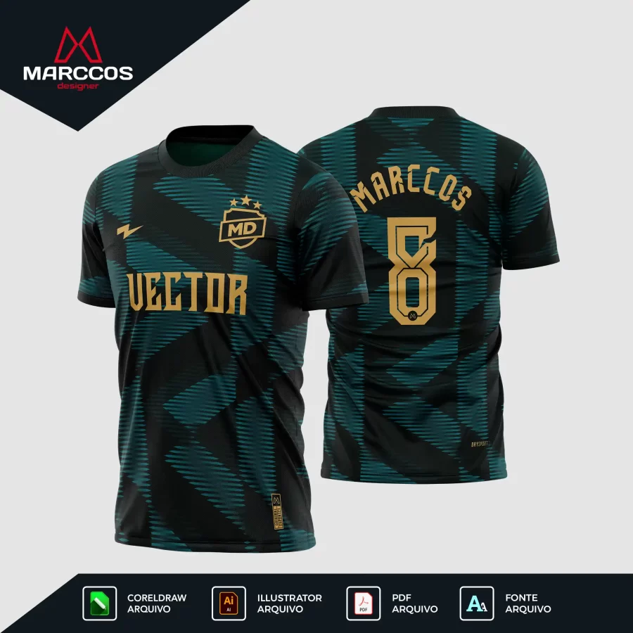 Arte Camisa Futebol Preto e Verde