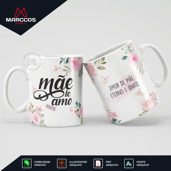 Arte Estampa Caneca Dia das Mães
