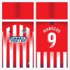Arte Camisa de Futebol Listrada Vermelha e Branca