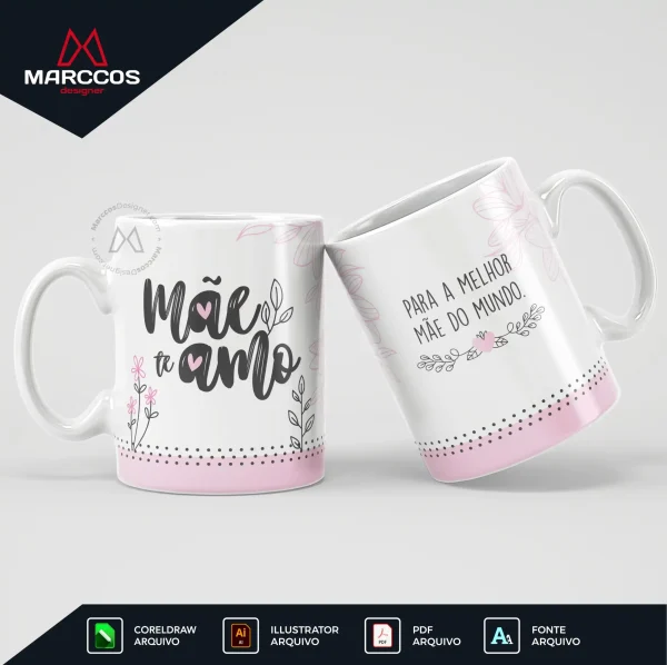 Arte para caneca dia das mães 2025
