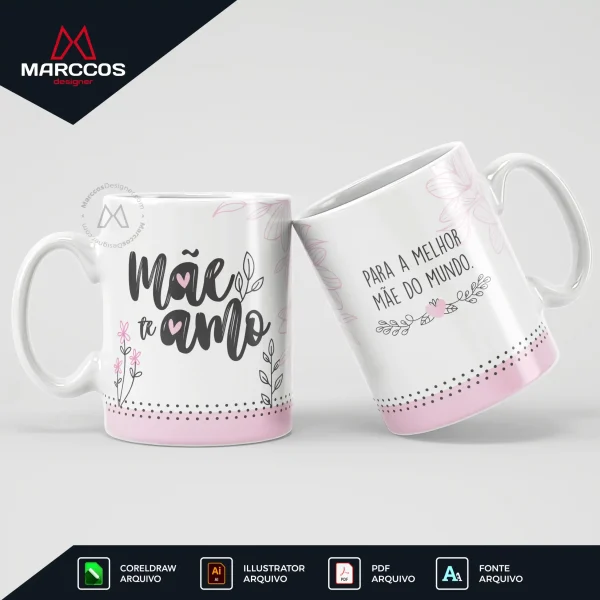 Arte para caneca dia das mães 2025