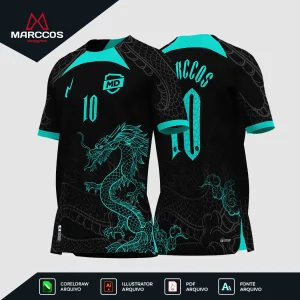 Arte Vetor Estampa Camisa de Interclasse Dragão