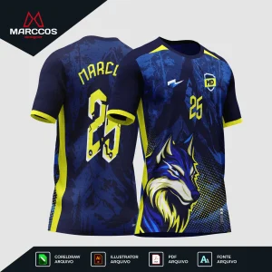 Arte Estampa Vetor Camisa de Interclasse Lobo