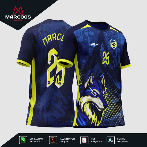 Arte Estampa Vetor Camisa de Interclasse Lobo