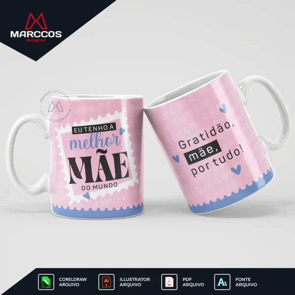 Arte Editável Caneca Dia das Mães