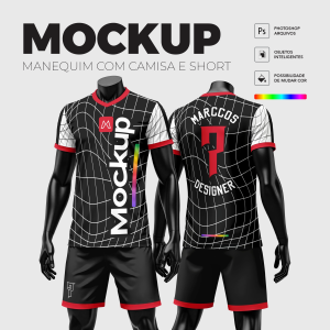 Mockup Uniforme de Futebol Camisa e Short