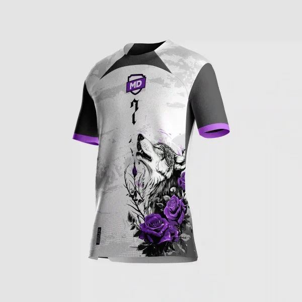 Arte Estampa Vetor Camisa de Interclasse Lobo Floral