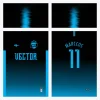 Arte Estampa Vetor Camisa de Futebol Preta e Azul