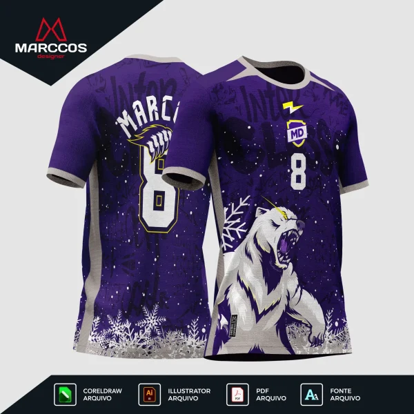 Arte Estampa Vetor Camisa de Interclasse Urso