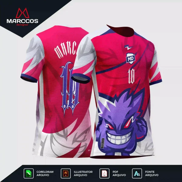 Arte Estampa Vetor Camisa de Interclasse Gengar