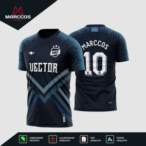 Arte Estampa Vetor Camisa de Futebol Azul Marinho