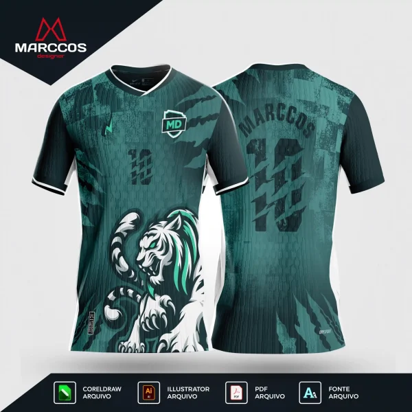 Arte Estampa Vetor Camisa de Interclasse Tigre