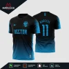 Arte Estampa Vetor Camisa de Futebol Preta e Azul