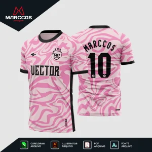 Arte Estampa Vetor Camisa de Futebol Rosa