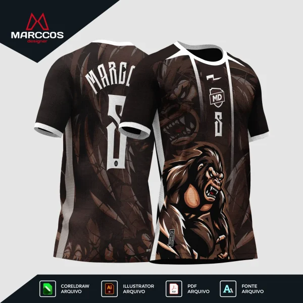 Arte Estampa Vetor Camisa de Interclasse Gorila