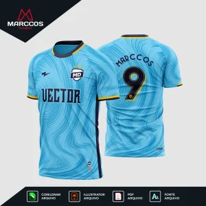 Arte Estampa Vetor Camisa de Futebol Azul