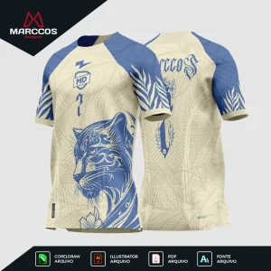 Arte Estampa Vetor Camisa de Interclasse Pantera Folhas Floral