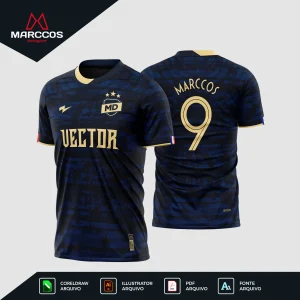 Arte Estampa Vetor Camisa de Futebol Azul Marinho