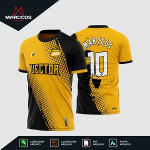 Arte Estampa Vetor Camisa de Futebol Amarela e Preta