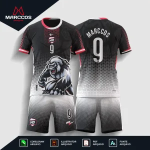Arte Estampa Vetor Conjunto Camisa e Short de Interclasse Gorila