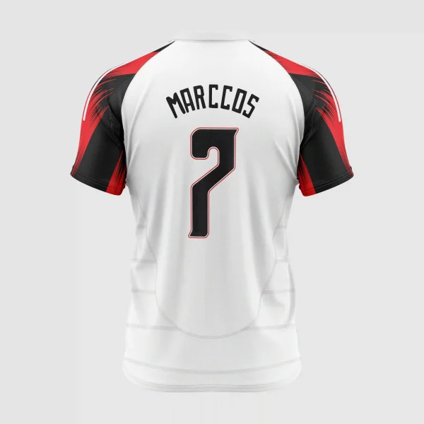 Vetor Camisa Futebol Branca Preta e Vermelha