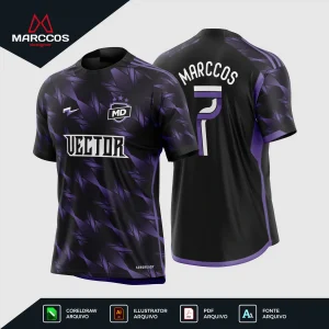 Vetor Camisa Futebol Preta e Roxa