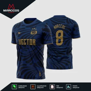 Vetor Camisa Futebol Azul e Dourado