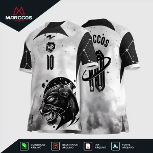 Arte Vetor Camisa para Interclasse Pantera Preta e Branca