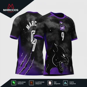 Arte Vetor Camisa para Interclasse Pantera Preta e Roxa