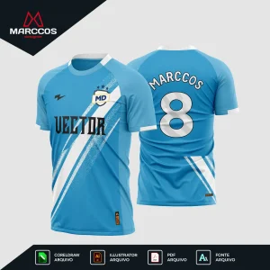 Arte Camisa Futebol Azul e Branco