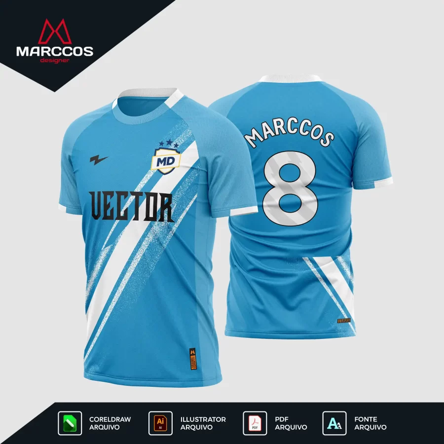 Arte Camisa Futebol Azul e Branco