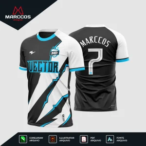 Arte Vetor Camisa Futebol Preta e Branca